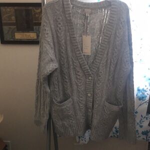 Gray Cable Knit Cardigan Sweater NWT A New Day